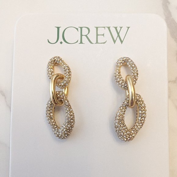 J. Crew Jewelry - J.Crew Pavé Crystal Chain Earrings